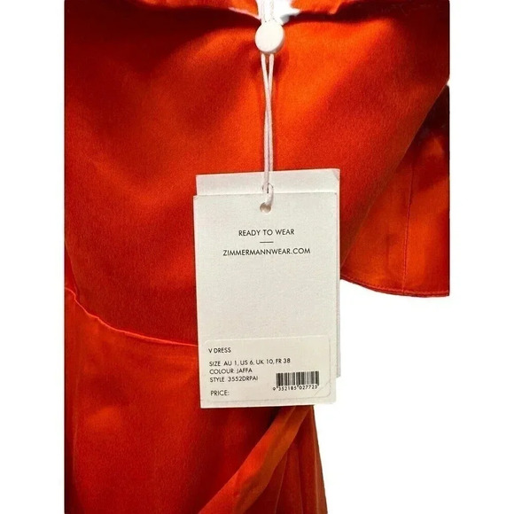 Zimmermann Jaffa Cold Shoulder Deep-V Ruffled Dress Silk US Size 6 NWT - Picture 12 of 13